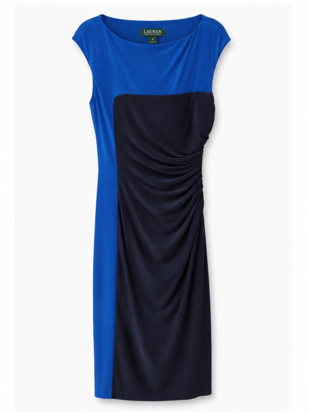 Ralph Lauren Royal Blue and Newport Navy Color-Blocked Sheath Dress